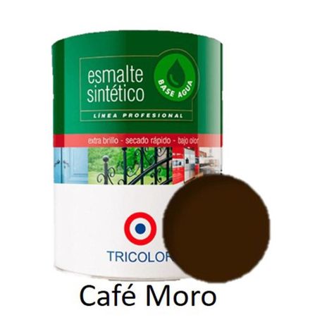 Esmalte Sintetico Base Agua Profesional 1/4 Gl (945ml) Café Moro - Tricolor-0