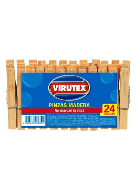 Pinzas para ropa de madera 24un Virutex-0