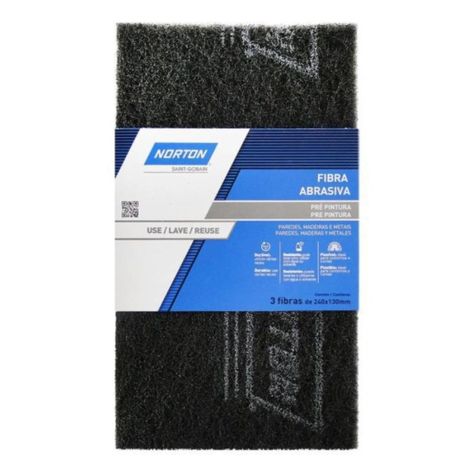 Fibra Abrasiva Lavable Pre Pintura Gris 130x240mm 3un Norton-0