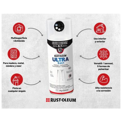 Pintura en Aerosol Ultra 5 en 1 340grs Blanco Mate - Rust Oleum-1