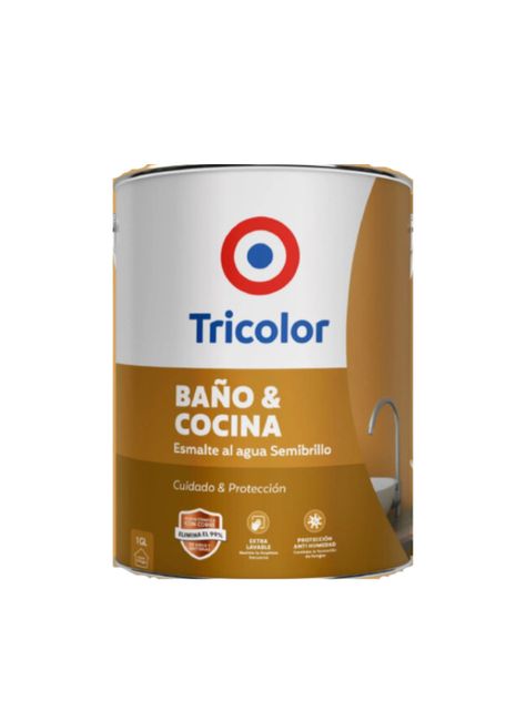 Esmalte al Agua Semibrillo Baño y Cocina 1gl Blanco Tricolor-0