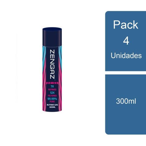 Pack 4 Recarga Gas Butano para Encendedores 300ml Zengaz-0