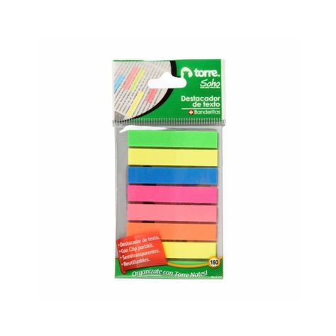 Banderitas destacadoras adhesivas 7 colores 160un Torre-0