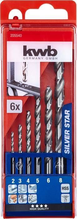 Set De Brocas Acero Rápido Metal Silver 6 Un. Kwb-1