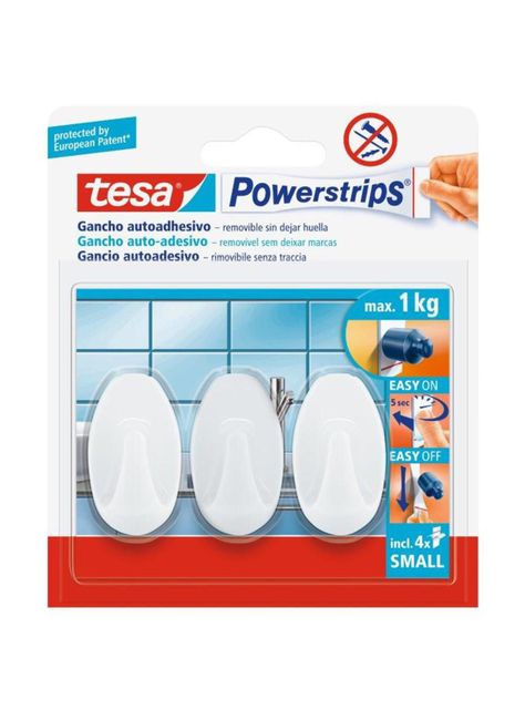 Tesa Ganchos Adhesivos Powerstrips Ovalado Blanco 3 Un-0