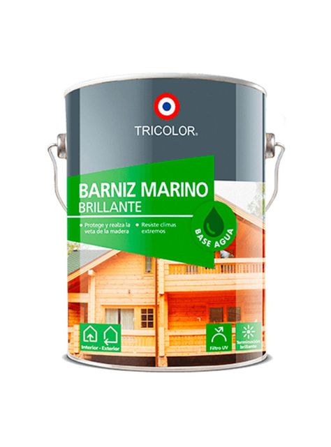 Barniz Marino base agua 1/4 Gl (945ml) Caoba - Tricolor-0