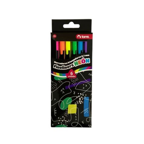 Set de fineliners 0.7mm neón 6 colores Torre-0