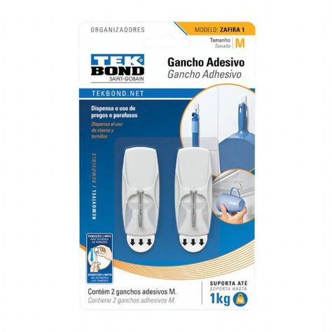 Ganchos Adhesivos Plástico Metal Zafira  1kg 2un. Tekbond-0