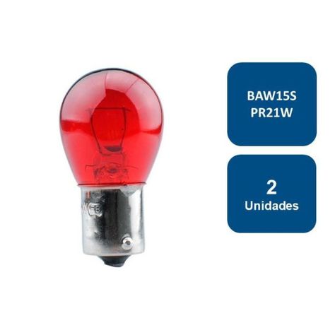 Ampolleta 12v Automovil Globo Grande Roja Baw15s Pr21w 2un.-0
