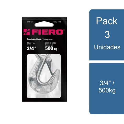 Pack 3 Gancho con seguro 3/4" / 500kg Fiero-0