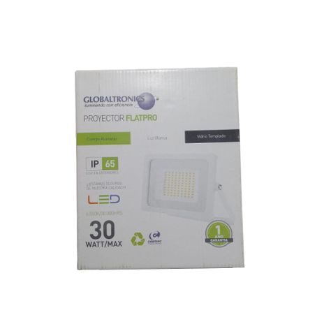 Foco Proyector Luz Blanca 6000K Marco Blanco 30W - Globaltronics-1