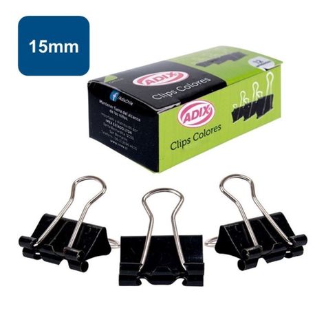 Clip Doble 15mm Negro 12un Adix-0