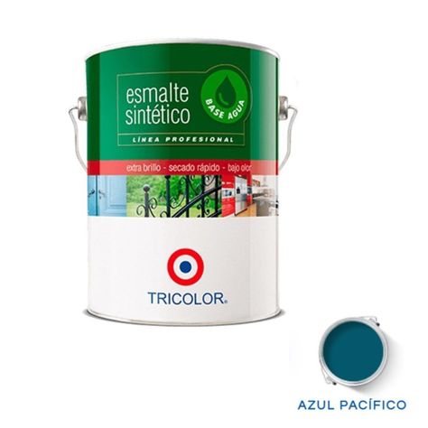 Esmalte Sintetico Base Agua Prof 1 Gl Azul Pacífico Tricolor-0