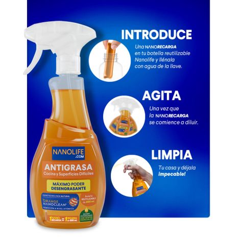 Antigrasas Kit de inicio Promoción 600ml + Recarga - Deysa Nanolife-1
