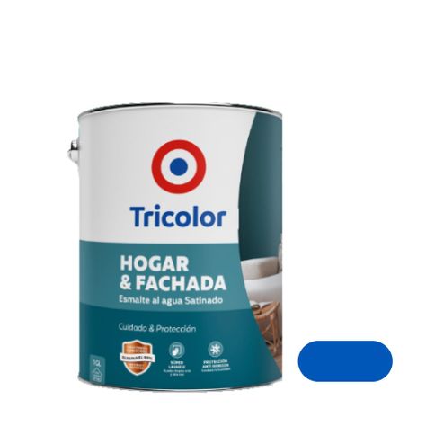 Esmalte al Agua Satinado Hogar y Fachada 1gln Azul Intenso - Tricolor-0
