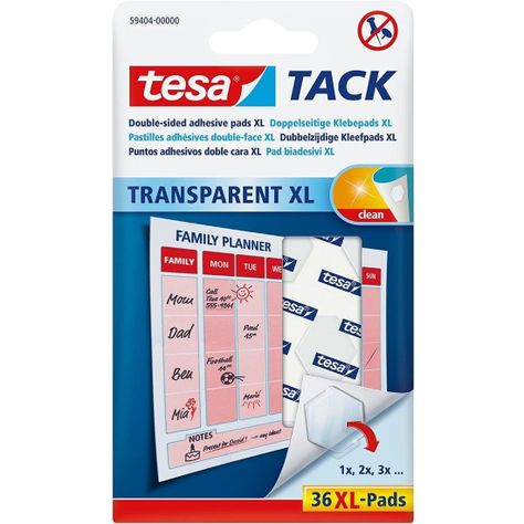 Adhesivo reutilizable Tack transparente XL 36 pads tesa-0