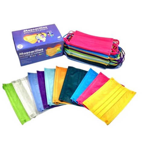 Mascarillas 3 pliegues desechables niños Mix Colores 6 50un-0