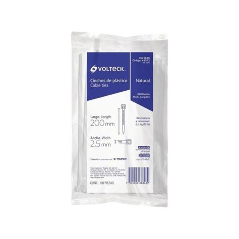 Volteck Amarras Plásticas Transparente 2.5x200mm 100un-0