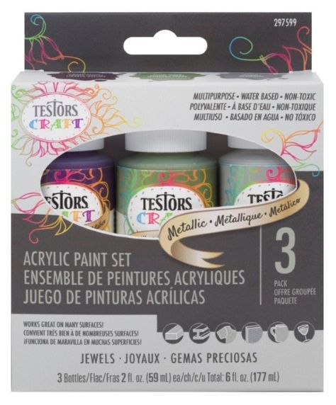 Set De 3 Pinturas Acrílicas Gemas Preciosas Testors-0