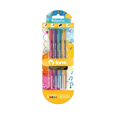 Set de bolígrafos 1.0mm colores fun 4un Torre-0