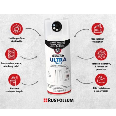 Pintura en Aerosol Ultra 5 en 1 340grs Marrón Cuero Brillante - Rust Oleum-1