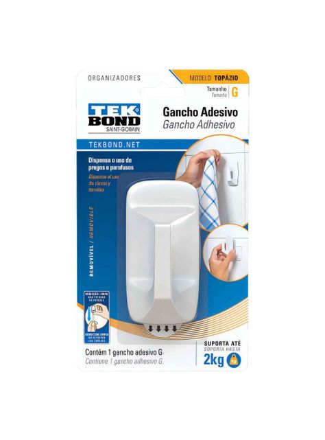 Ganchos Adhesivos Plástico Topacio Blanco G 2kg 1un. Tekbond-0