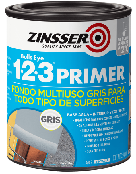 Imprimante 1-2-3 Primer Base Agua 946ml Gris Mate Zinsser-0