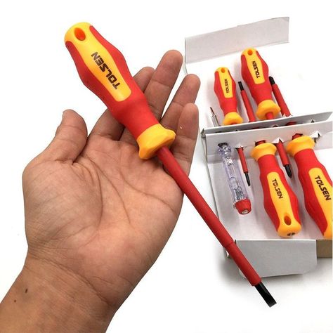Atornilladores Aislados 1000v Y Buscapolo Juego 6 Pzs Tolsen-1
