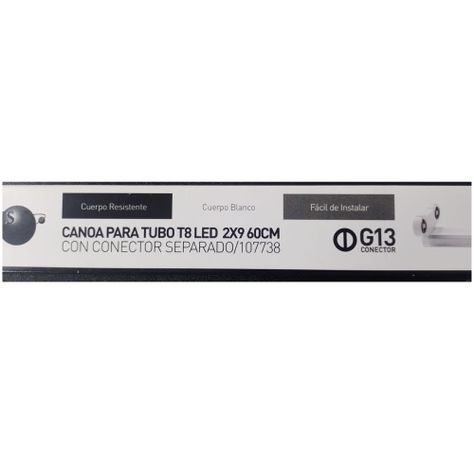 Canoa T8 para tubo LED 60cms 2x9W - Globaltronics-1