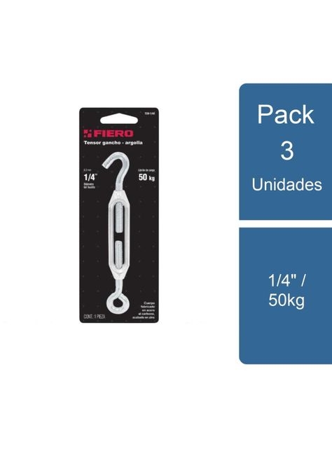 Pack 3 Tensor Ojo Gancho 1/4" / 50kg Fiero-0
