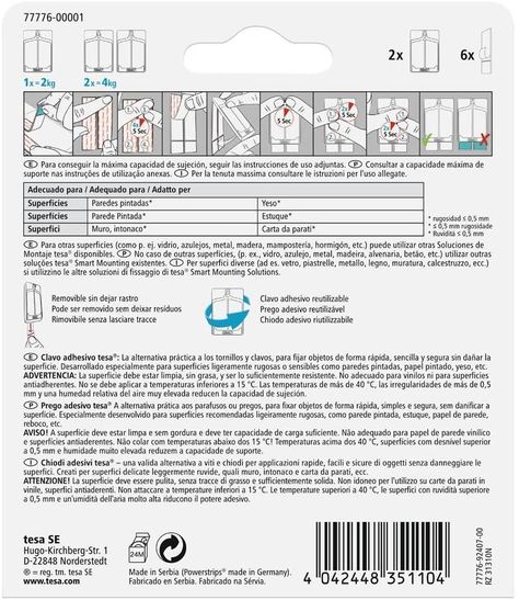 Clavos Adhesivos Powerstrips Paredes Pintadas 2kg 2 Un. Tesa-1