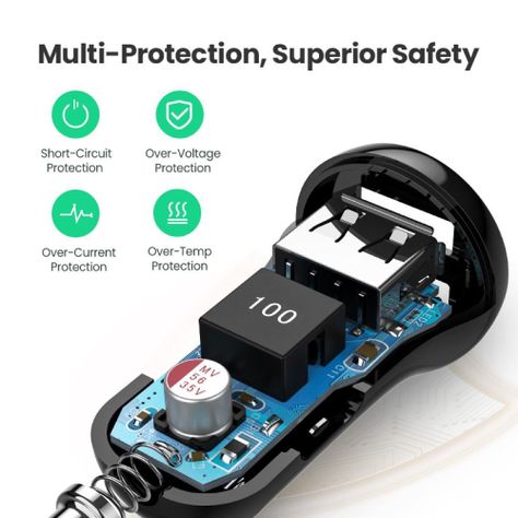 Cargador para automovil 24W 2xUSB-A ED018 Negro Ugreen-4
