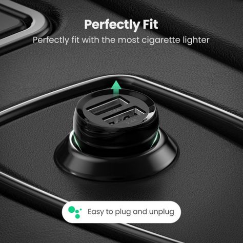 Cargador para automovil 24W 2xUSB-A ED018 Negro Ugreen-2
