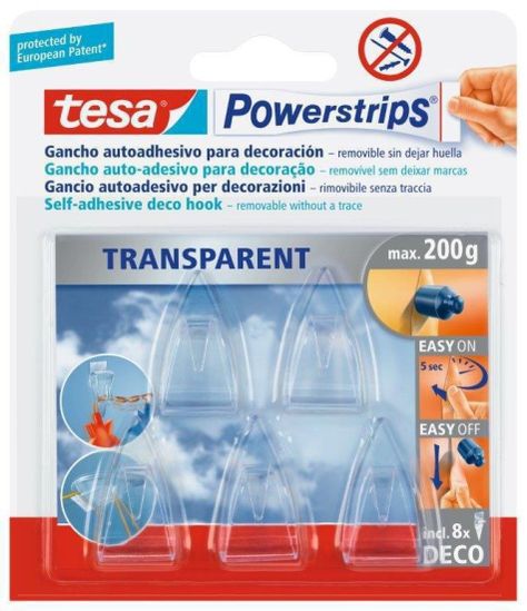 Tesa Ganchos Adhesivos Powerstrips Deco Transparentes 5 Un-0