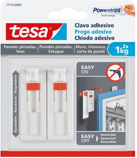Tesa Clavos Adhesivos Powerstrips Paredes Pintadas 1kg 2un-0
