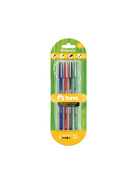 Set de bolígrafos 1.0mm 4un Torre-0