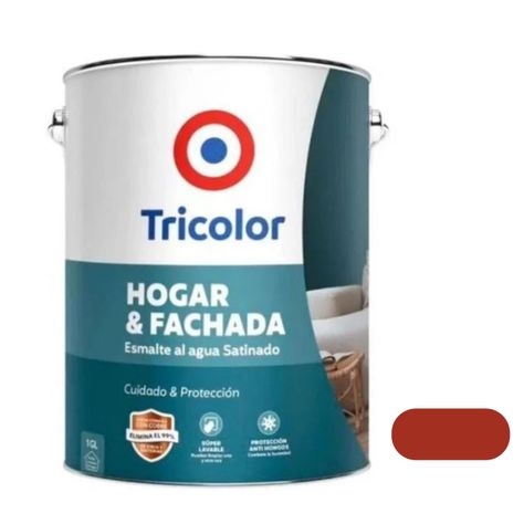 Esmalte al Agua Satinado Hogar y Fachada 1gln Rojo Colonial - Tricolor-0