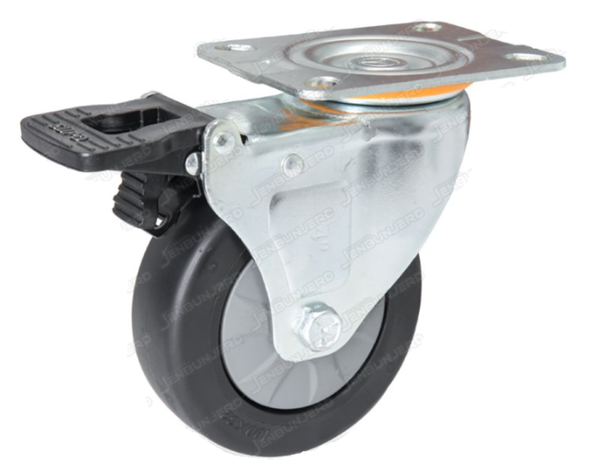 Z03 PU Rueda Giratoria con freno Base Plana 125mm Supo-0