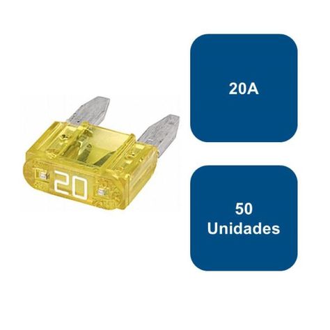 Fusible Tipo Enchufe Mini 50un. 20a Amarillo Flosser-0