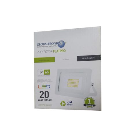 Foco Proyector Luz Blanca 6000K Marco Blanco 20W - Globaltronics-1
