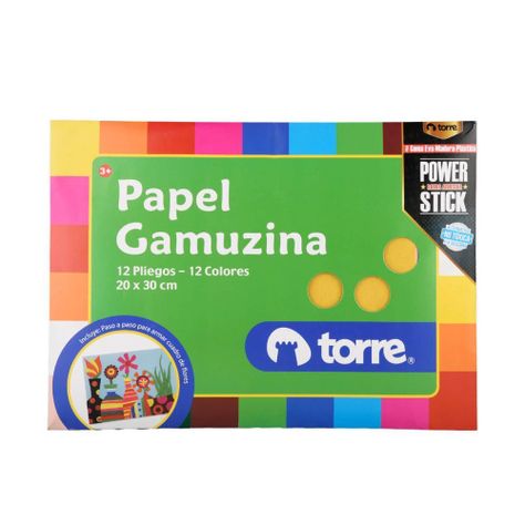 Papel Gamuzina 12 pliegos / 12 colores 20x30cms Torre-0