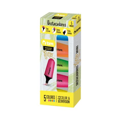 Set de destacadores glitter mini 5un Torre-0