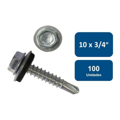 Autoperforante Cabeza Hexagonal Con Golilla #10x3/4  100un-0