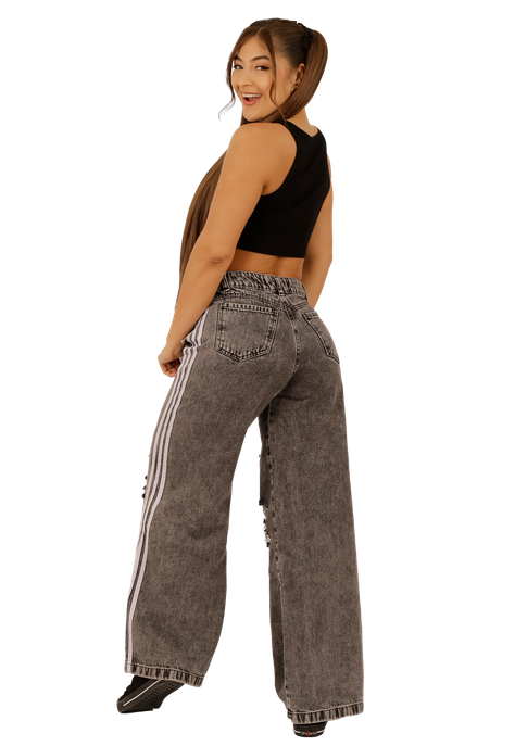 JEANS RECTO ANCHO GRIS MUJER JE3721N-1