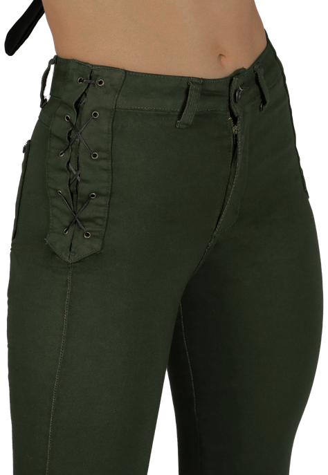 Jeans Pitillo Verde Mujer-2