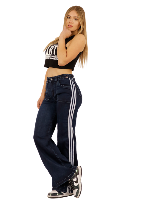 JEANS RECTO ANCHO AZUL MUJER JE3712A-0