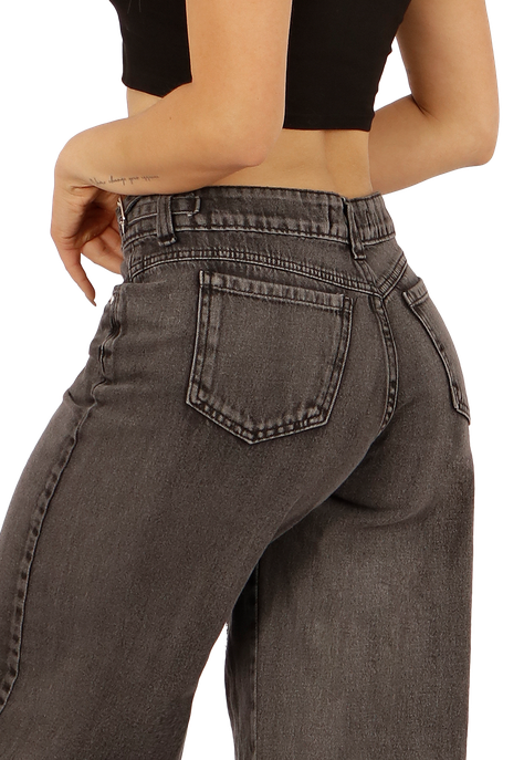 JEANS ANCHO GRIS CON UNA ESTRELLA MUJER JE3723G-3
