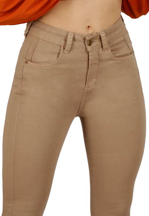 Jeans Pitillo Beige Mujer-2
