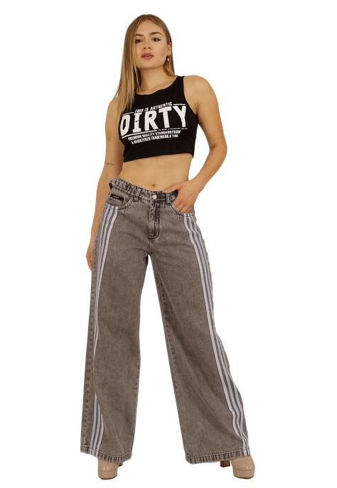 JEANS RECTO ANCHO GRIS MUJER JE3722G-0