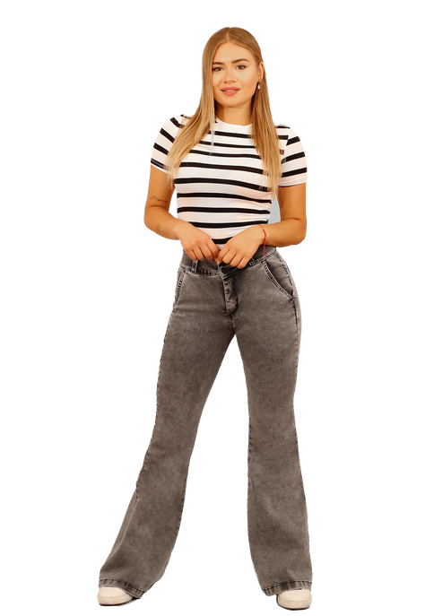 JEANS FLARE GRIS CLARO MUJER JE3818GC-1
